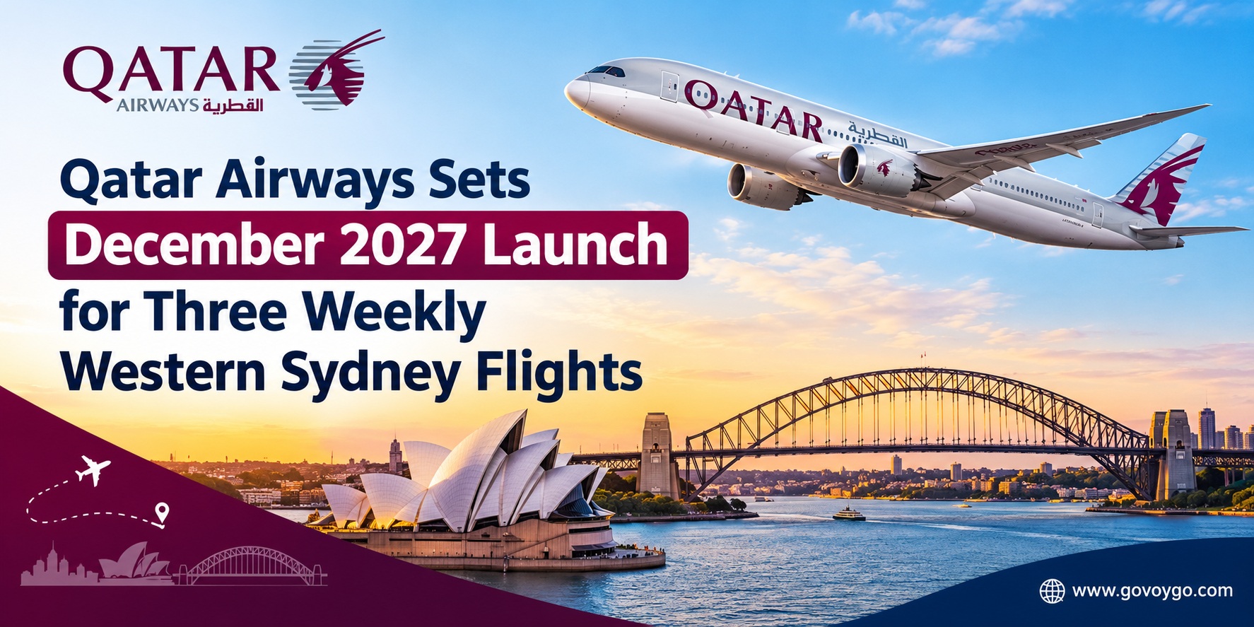 Qatar Airways Sets December 2027 Launch for Three Weekly Western Sydney Flights