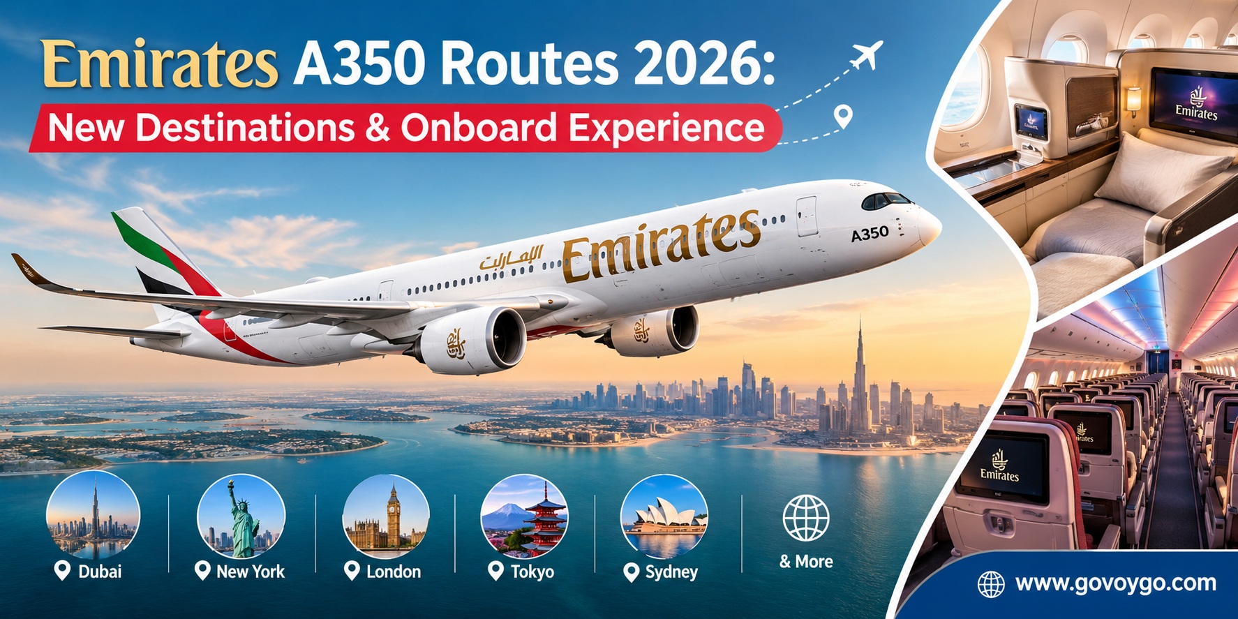 Emirates A350 Routes 2026: New Destinations & Onboard Experience